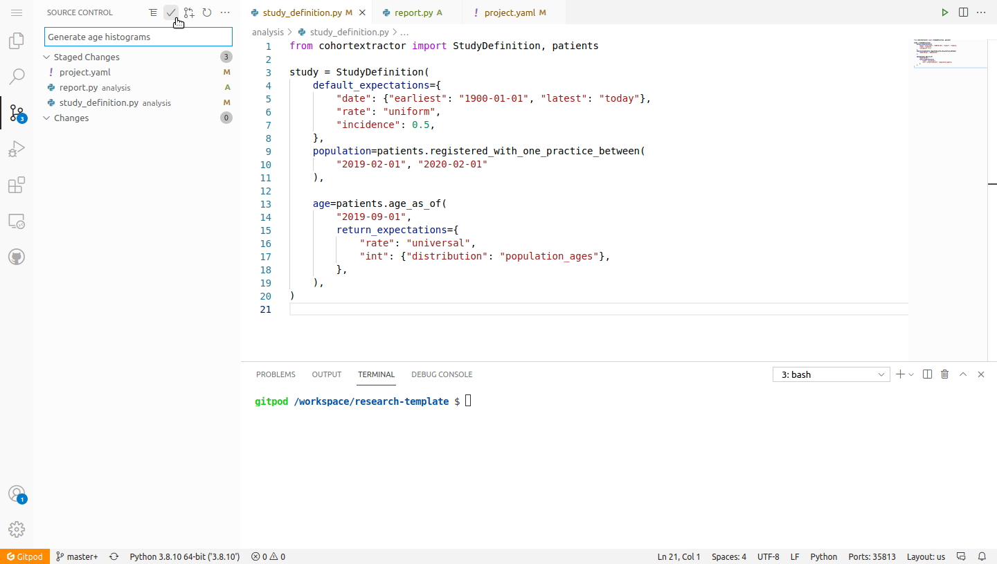 Committing changes in Gitpod.