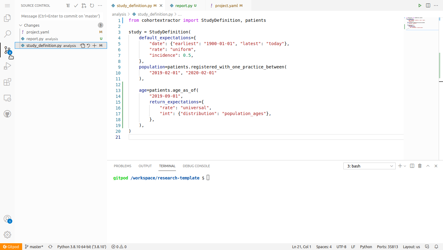 Opening Source Control in
Gitpod.