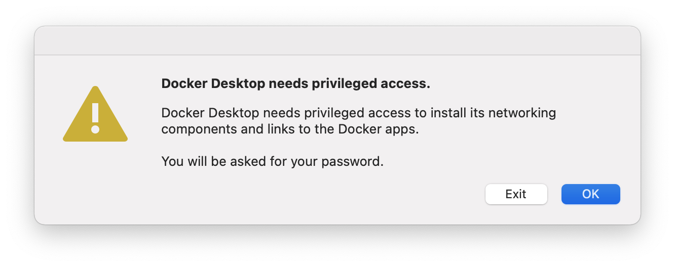 macOS Docker Privileges Escalation Warning Image